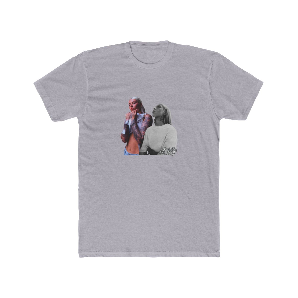 Black T Shirt featuring a graphic of two women. The text "YOUNG" is printed in silver above the image. The text "MIKO" is printed in silver below the image - alternate angle 3, merchandise