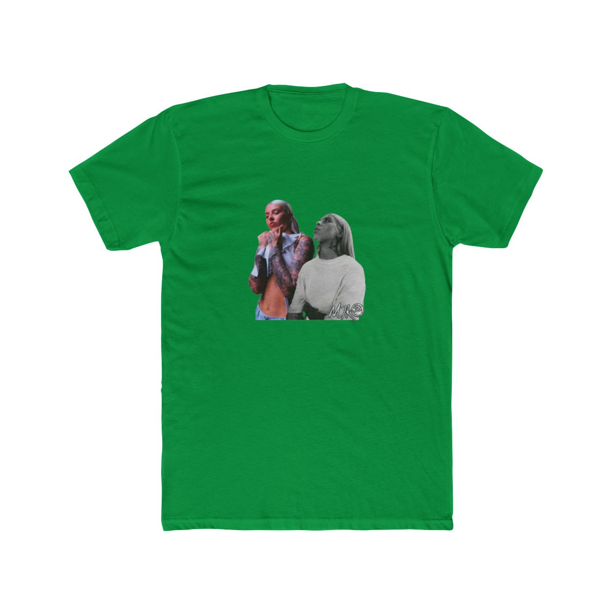Black T Shirt featuring a graphic of two women. The text "YOUNG" is printed in silver above the image. The text "MIKO" is printed in silver below the image - alternate angle 2, merchandise