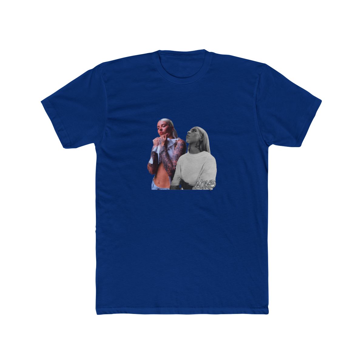 Black T Shirt featuring a graphic of two women. The text "YOUNG" is printed in silver above the image. The text "MIKO" is printed in silver below the image - alternate angle 5, merchandise