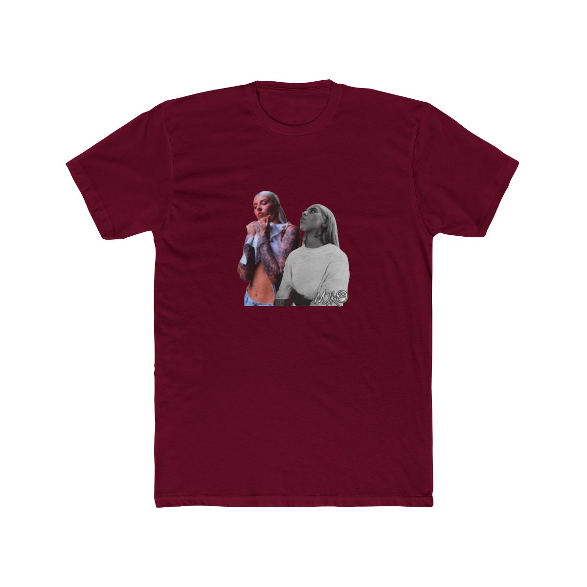 Black T Shirt featuring a graphic of two women. The text "YOUNG" is printed in silver above the image. The text "MIKO" is printed in silver below the image - alternate angle 4, merchandise