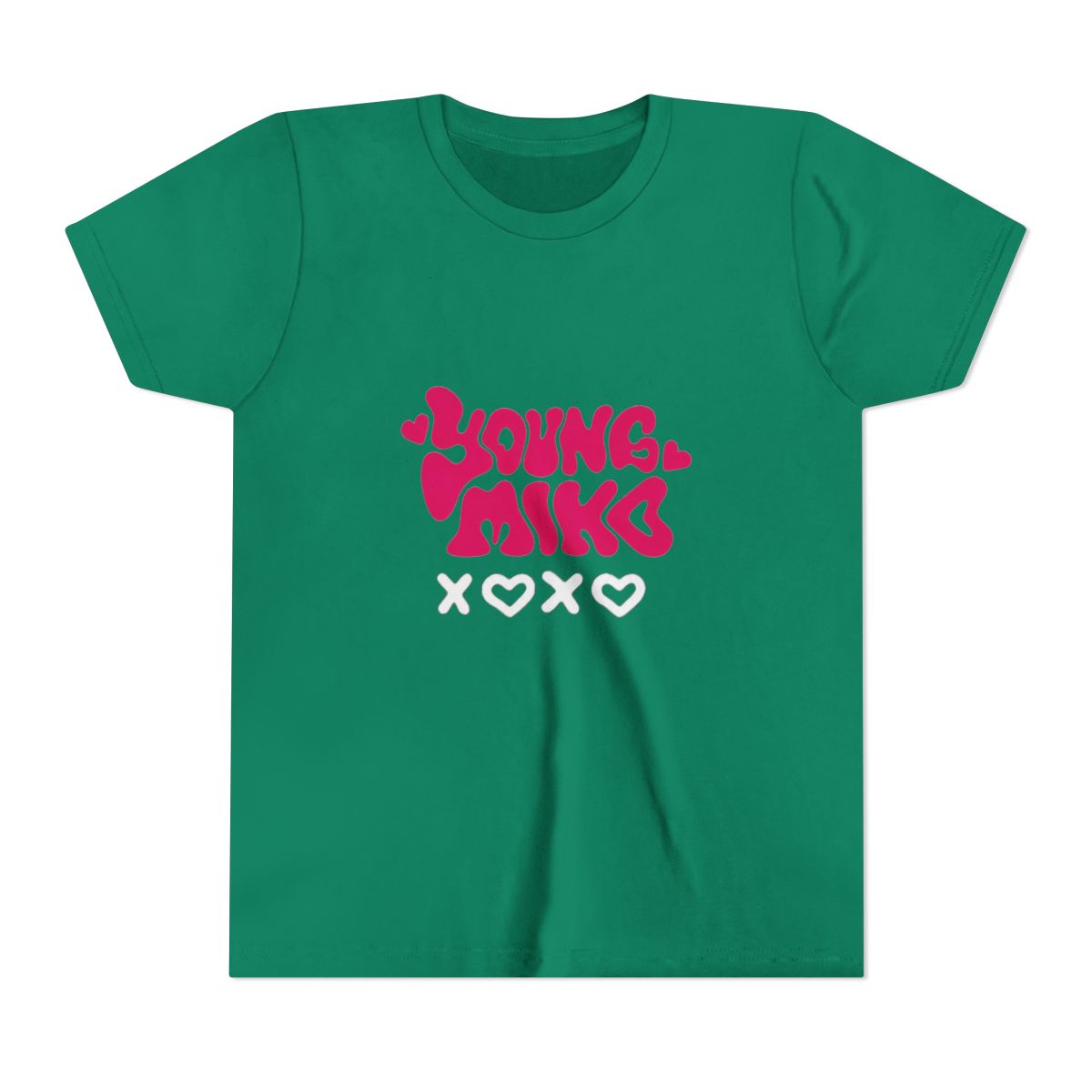 Young Mike Bold Pink Hearts Playful Kids T Shirt - Youthful Casual Vibe - alternate angle 2, merchandise